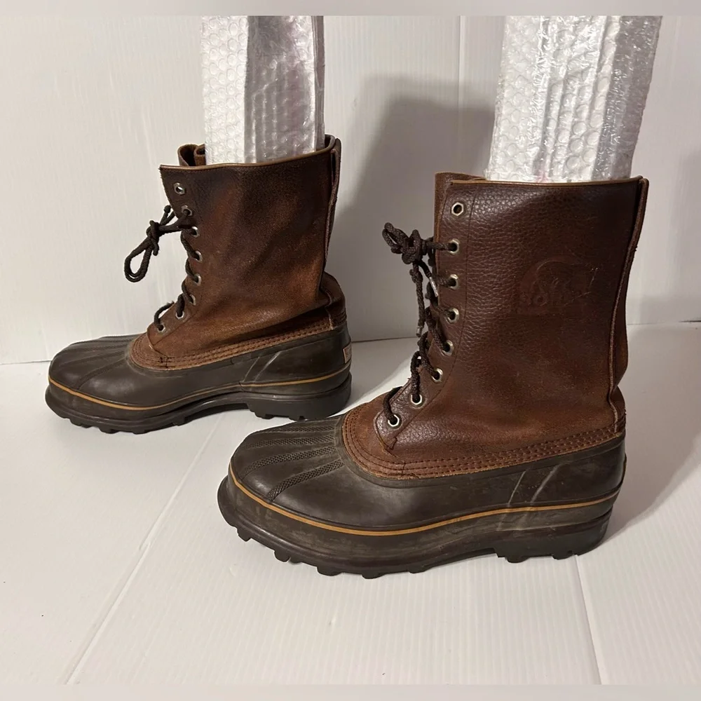 SOREL Maverick low brown leather lace up rain snow boot men size 10